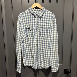 Joe's Jeans Navy and White Plaid Men's Shirt
